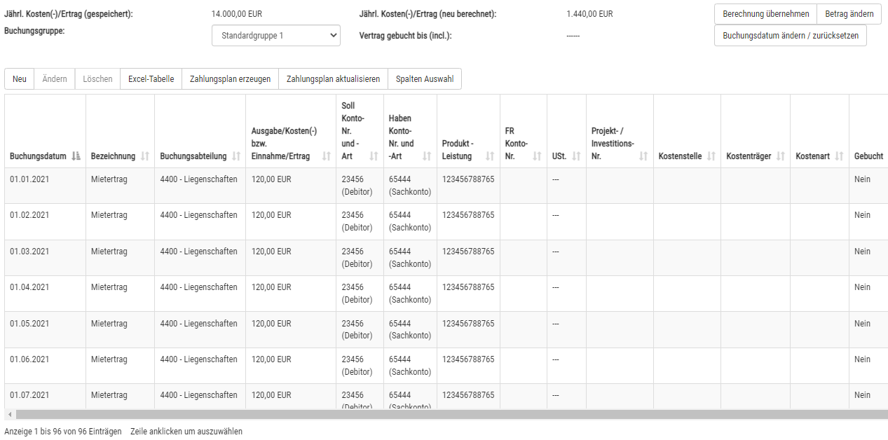 Vertragszahlungen Editor